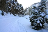 Snow Coach Along Firehole River